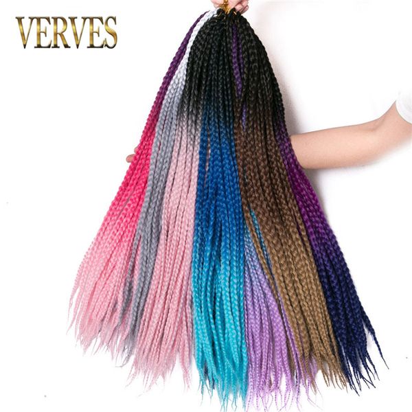 

Verve crochet braid 9 pack 24 inch box braid 22 root pack ombre ynthetic braiding hair exten ion kanekalon fiber bulk braid, Black