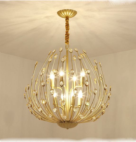 Cristal Ouro Modern Chandelier iluminação para sala de estar quarto cozinha de luxo Luster lustres de teto luminárias