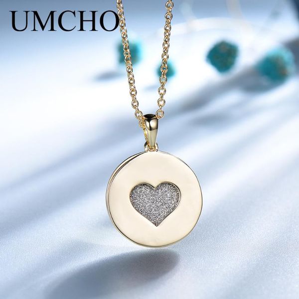 

umcho solid 925 sterling silver neklace yellow color heart romantic pendants & necklaces for girls anniversary gift with chain