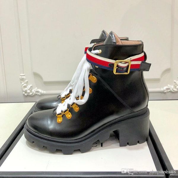 

fashion luxury womens martin boots real leather with ladies winter ankle boots rhinestone work combat boots classic bee shoes high quality, Black