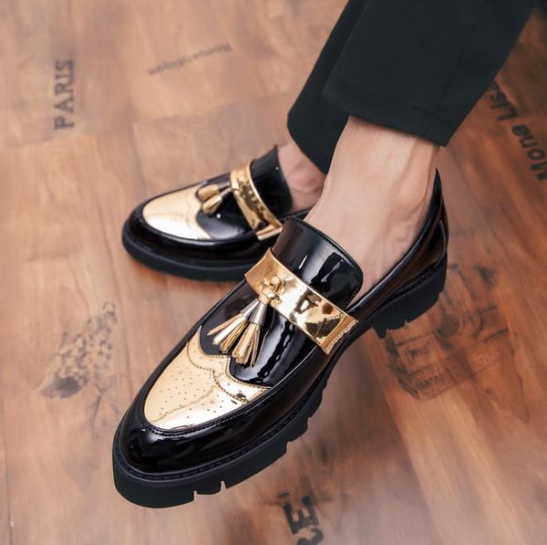 

distinguished summer leather shoes men's korean version of fashion hairstylist shoes british fashion social evening casual, Black