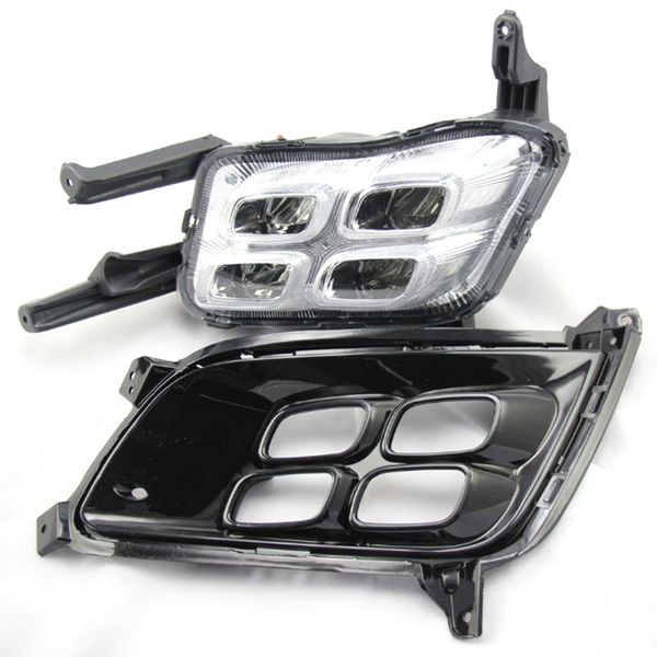 

car flashing led drl for kia optima k5 2013 2014 2015 fog lamp cover daytime running lights with turn yellow signal