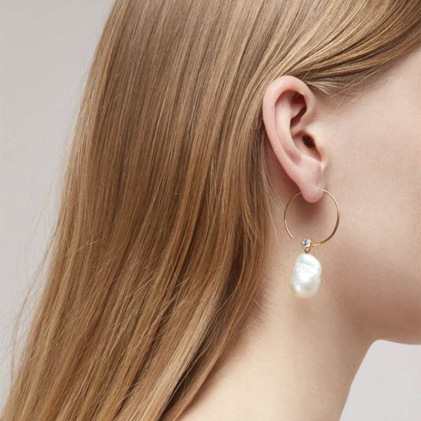 

designer jewelry fashion irregular pearl earrings gold color dangle earrings for women luxury elegant brand bijoux, Silver