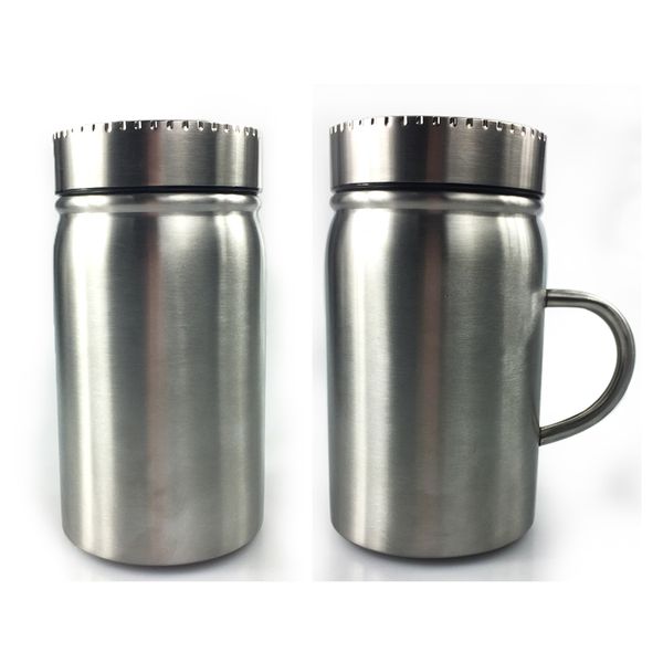 

17oz stainless steel coffee mug heat insulation mason jar cup portable travel home dust-proof tumbler with metal lid & straw by sea a09