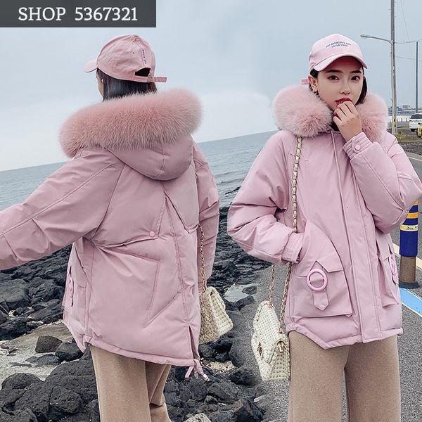 

df original the night wind cotton-padded clothes woman easy bread serve student short mianfu cotton-padded jacket loose coat, Black