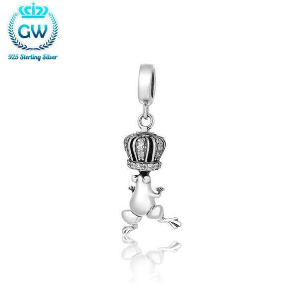 

pendentif серебряного серебро лягушка очарование животных корона кулон fit дизайнер мода браслет diy 925 серебряные ювелирные изделия s204-3, Silver