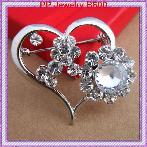 

fully-jewelled love shape brooch yiwu small commodities heart shaped brooch, Gray