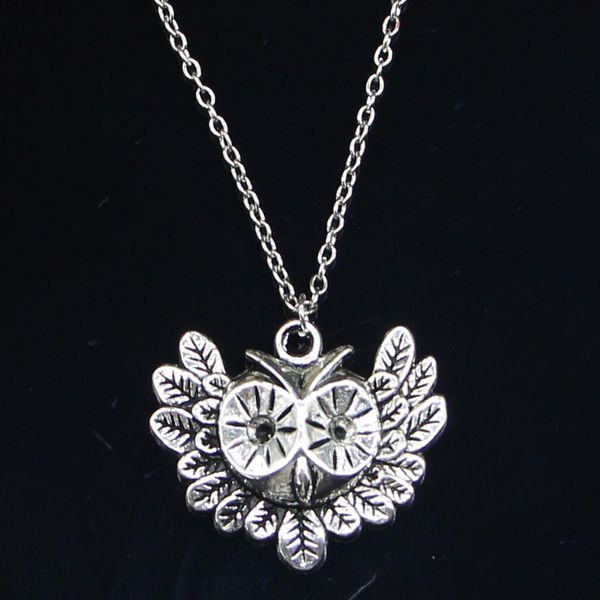 20pcs new fashion necklace 35x30mm big eye owl silver pendants short long women men colar gift jewelry choker