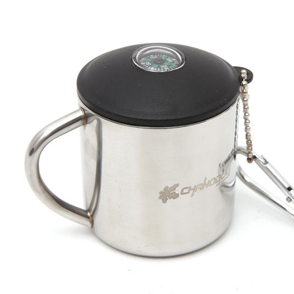 

outdoor stainless steel mug with handle and lid insulation lightweight thermal cup carabiner backpacking hiking mug