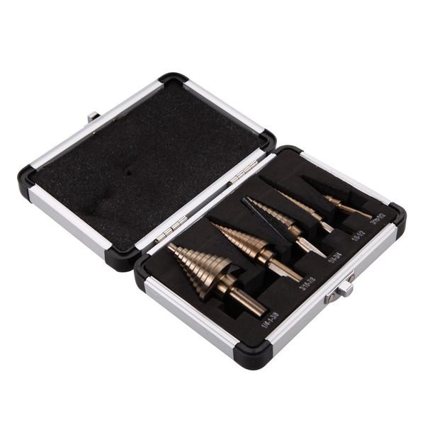 

5pcs step drill bits set round cobalt multiple hole 50 sizes high speed steel wood metal drill bit set power tool with case 2019