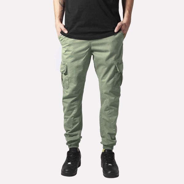 

men elastic waist pencil jogger pants pockets running gym sports loose trousers, Black