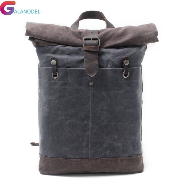 

backpacks new europe fashion canvas leather m115 15" lapdaypack for traveling teenager back pack student computer rucksacks