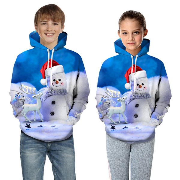 

christmas sweatshirt kids teen kids baby boys girls christmas hoodie sweatshirt 3d snowman print outfits 1121, Black