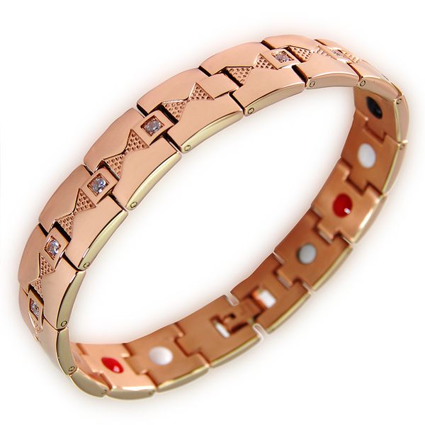 

vinterly magnetic bracelet men stainless steel jewelry germanium energy charm bracelet femme magnet health bracelets for women, Golden;silver