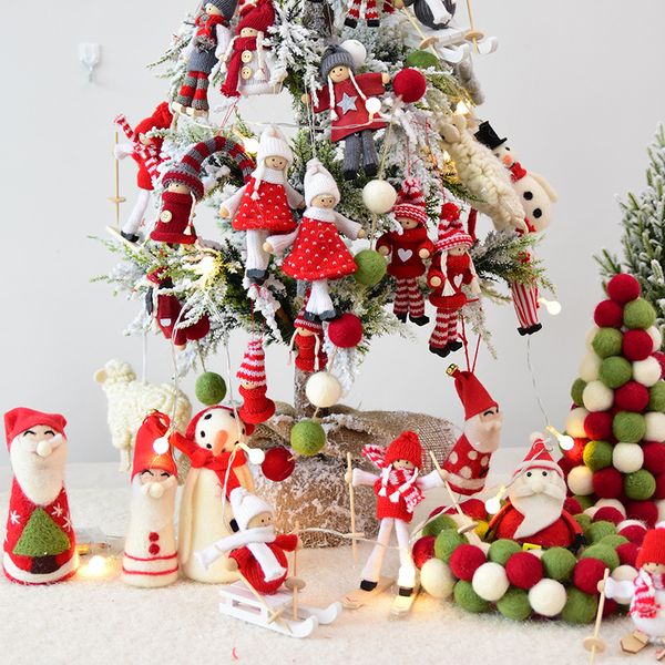 

нучи деревянные пряжи лыжи санта рождественская кукла рождественская елка украшения кулон украшения