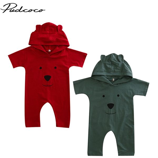 

emmababy newborn baby boys girls summer clothes ear hooded romper one-pieces cotton jumpsuit playsuit clothes set 2colors, Blue