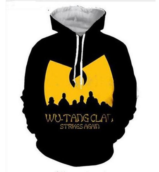 

new fashion cool sweatshirt hoodies men women 3d print wu tang clan fashion style streetwear long sleeve clothes rlms0116, Black