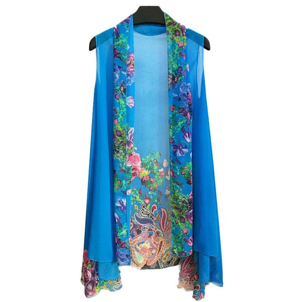 

summer chiffon cardigan blouse women casual loose floral print beach blouse elegant thin oversize ladies cardigan q462, White