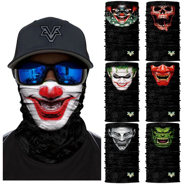 

stylish anime hulk magic scarf skull cycling hiking ski headwear neck gaiter bandanas joker face mask seamless balaclava, Black