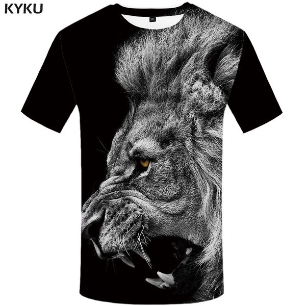 

kyku lion t shirt black clothing animal tshirt design t-shirt shirts plus size men mens tees fashion xs-8xl, White;black