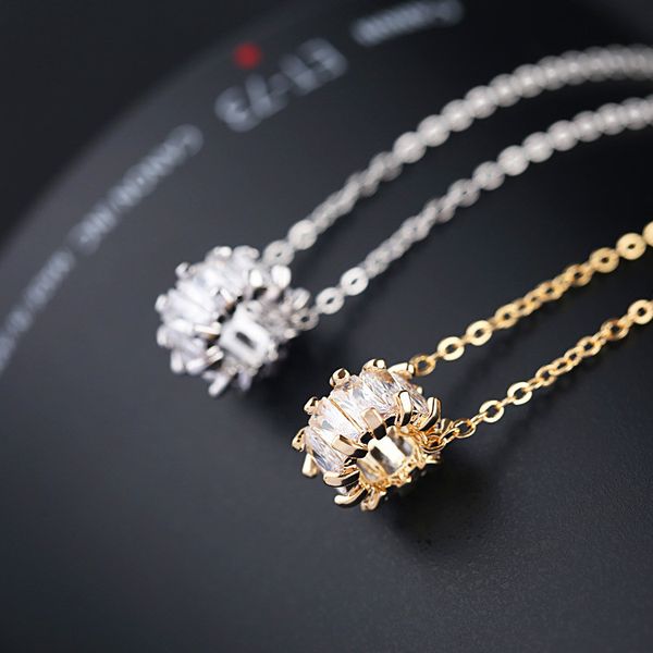 

fashion female white cylinder necklace simple silver gold color pendants necklaces unique style wedding necklaces for women