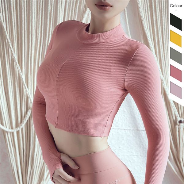 

new yoga long-sleeved t-shirt fitness clothes women's sports slim shirt breathable running fitness blouse yoga clothes, White;red