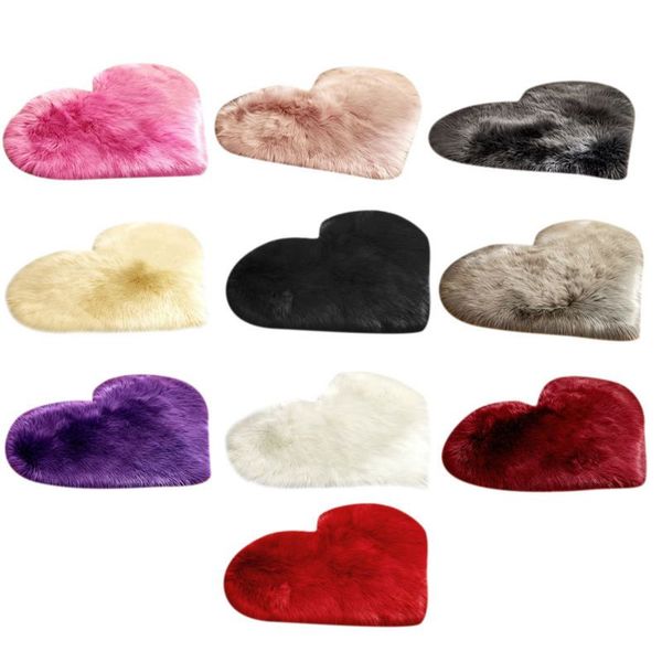 

new love heart rugs artificial wool hairy carpet faux floor mat fur plain fluffy area rug soft living room carpet bedroom floor mat