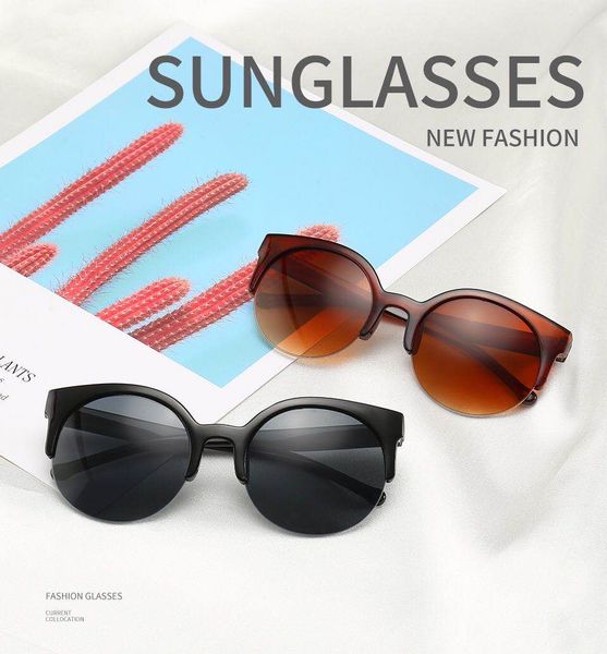 

european and american retro half frame sports sunglasses men and women oval fashion sunglasses pilot driving ride color mirror mix, White;black