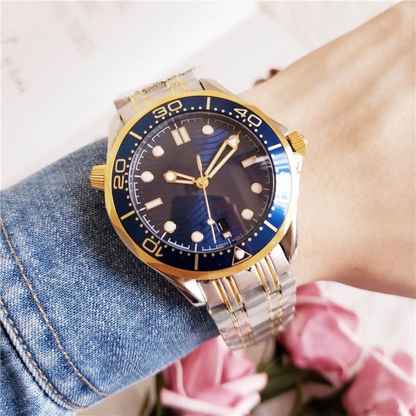 

selling 007 james mens watch automatic movment stainless steels/rubber band black blue dial sport men watches ing, Slivery;brown