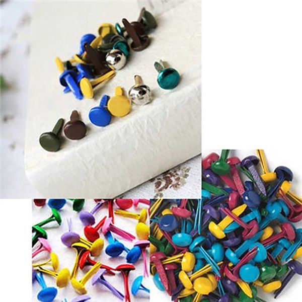 

100pcs mixed color scrapbooking card making craft diy round mini iron brads
