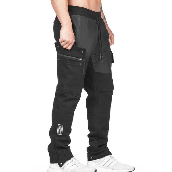 

jogging pants men gym training pants sportswear joggers sports men's running cargo sweatpants fitness track, Black;blue