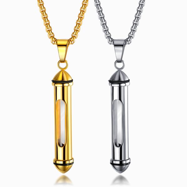 

2020 z1573new can open titanium steel perfume bottle pendant casket necklace to commemorate family pets (pendant + chain, Silver