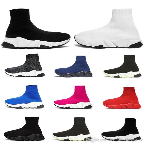 

2020 designer sock shoes triple black white men women fashion sneakers glitter yellow blue pink fashion mens trainer runner platform shoe