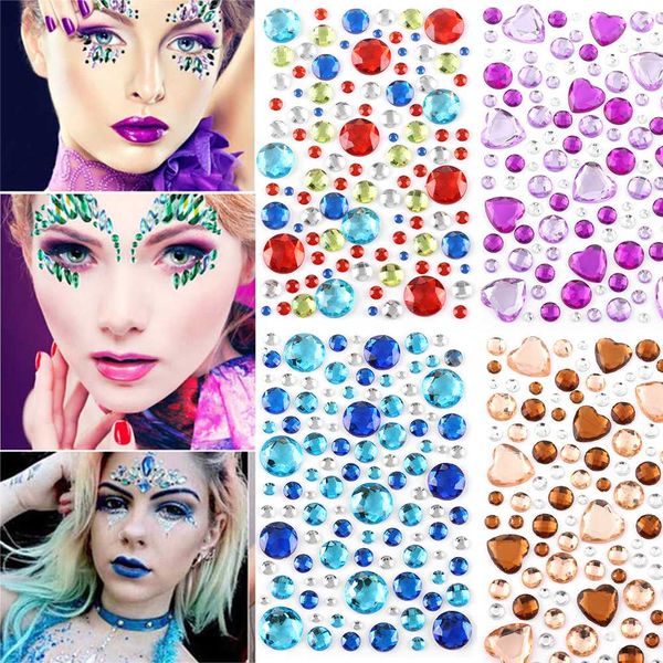 

fashion face gems adhesive rhinestone jewels stickers festival fancy party body glitter diy 3d crystal tattoo stickers