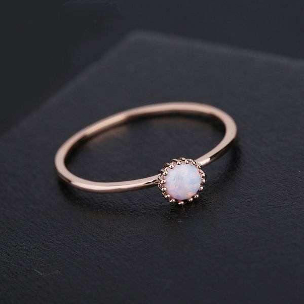 

delicate thin design round opal stone ring women rose gold color fashion ring party gift jewelry, Golden;silver