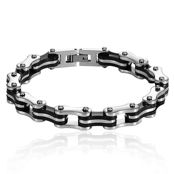

new design punk stainless steel bracelet for man motorcycle bike bicycle chain jewelry bangle popular style friendship gift, Black