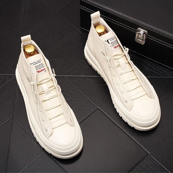 

errfc british luxury men's leisure shoes fashion thick bottom flat platform casual comfort shoes for man round toe party, Black