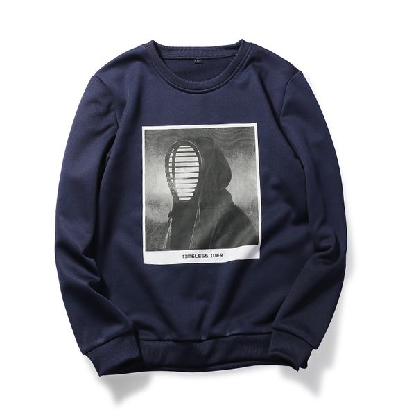 

browon spring autumn fashion men sweatshirt 2019 new casual print o-neck sweatshirt men long sleeve slim hoodie, Black