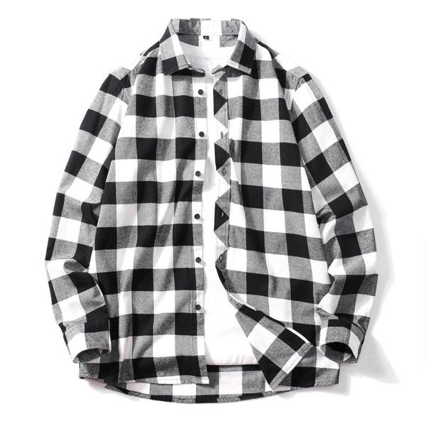

men's cotton long-sleeved plaid shirt inside the ride tide male casual shirt cardigan sweater inch outer wear loose handsome man, White;black