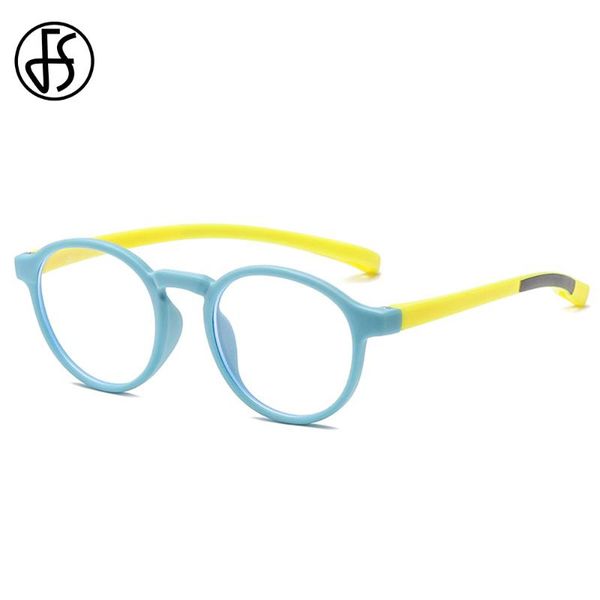 

fs anti blue light glasses kids tr90 frame boy girl yellow blue square light blocking glasses clear lens computer eyewear, White;black