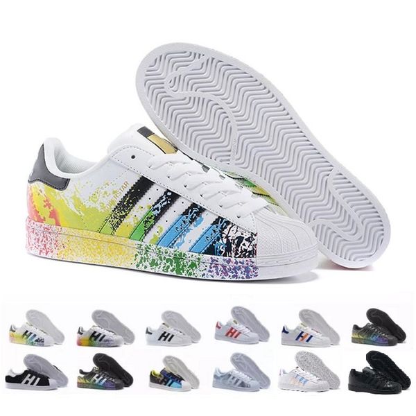 

2019 sale designers fashion mens casual shoes superstar female flat shoes women men super star lovers original shoes 36-45, Black
