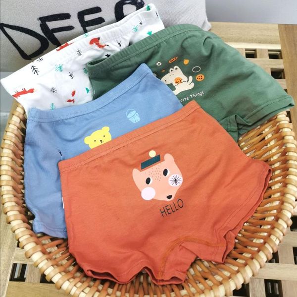 

4 pieces/lot cute children's underwear combed cotton boys girls baby shorts four corners cartoon printed breathable belts boxers, Camo