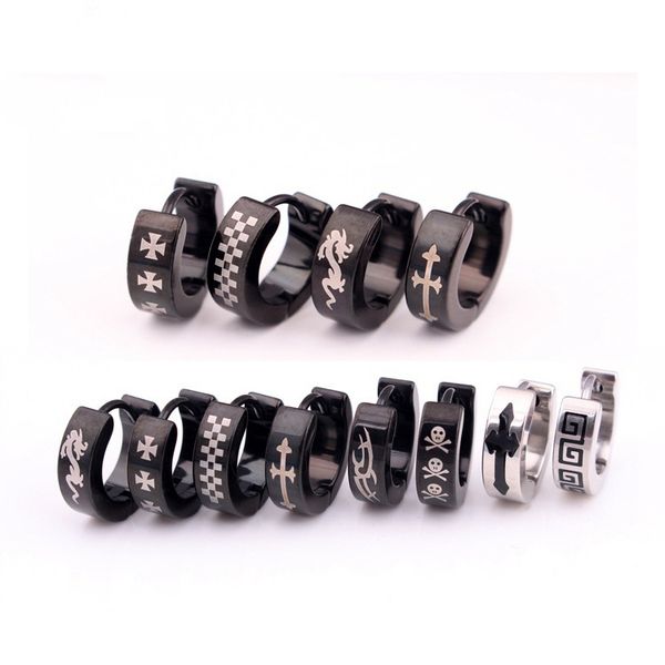 

1 pair punk style cool cross hoop earring cartilage helix piercing earrings skull ear piercing earring, Golden