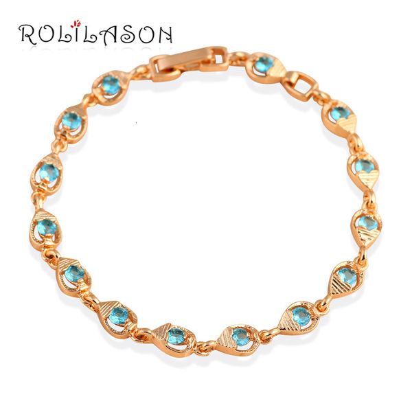

delicate gifts yellow gold color bracelets for women blue zircon crystal wholesale & retail fashion jewelry tb1031, Black
