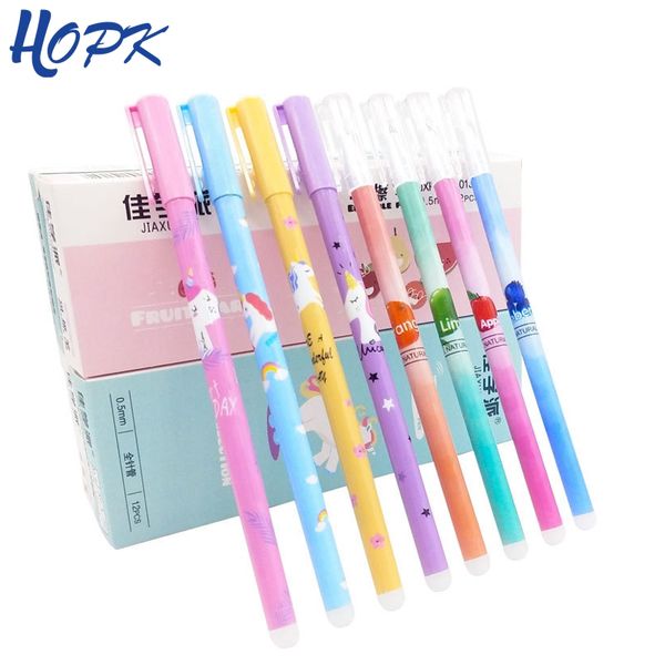 

12pcs/set erasable gel pen blue black ink writing neutral pens washable handle for school office stationery supplies exam spare