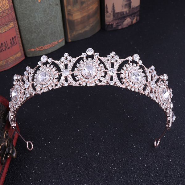 

luxury baroque crystal bridal tiaras crown for wedding hairband headpiece princess pageant crown bridal hair accessories, White;golden