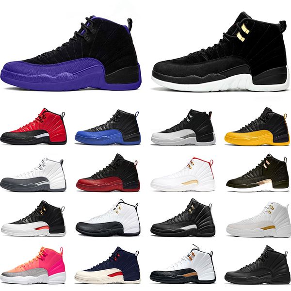 

mens basketball shoes 12 12s reverse flu game dark concord dark grey fiba game royal men trainers sneakers sports runners