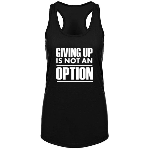 

women's giving up is not an option fitness workout racerback tank summer letter print tank top, White