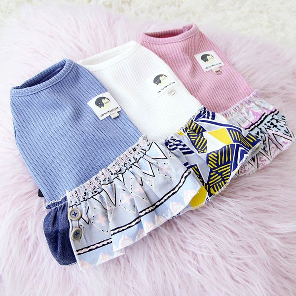 

лето домашнее животное платье маленький средний собаки платья костюм хлопок одежда для собак чихуахуа щенок собака печати платье юбка disfra