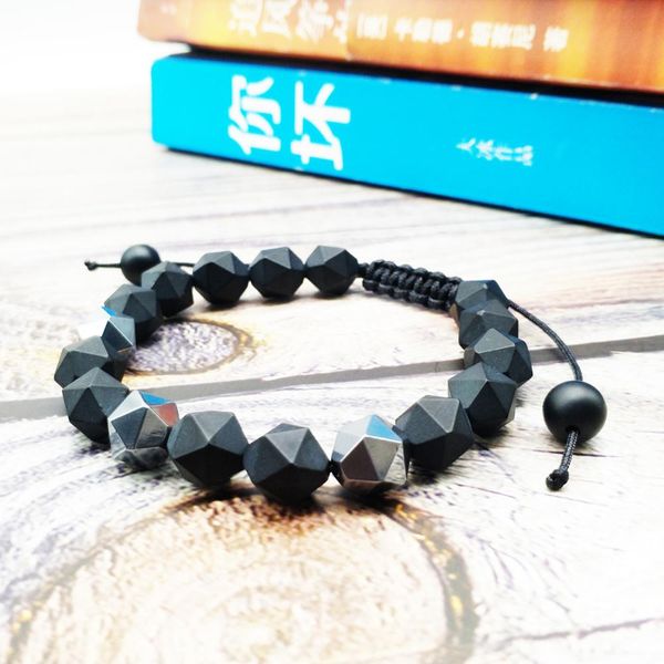 

wholesale new design natural black onyx and hematite braided adjust bracelet men's bead bracelet jewelry 50pcs/lot+ing